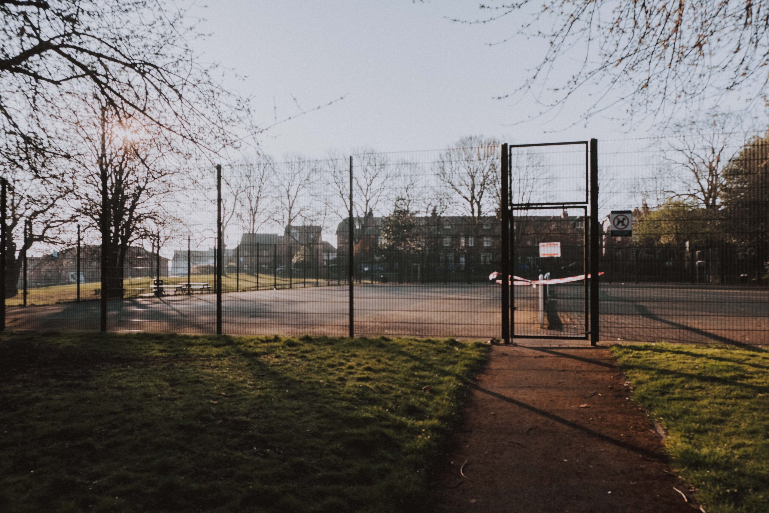 empty tennis court in Chapel Allerton park.